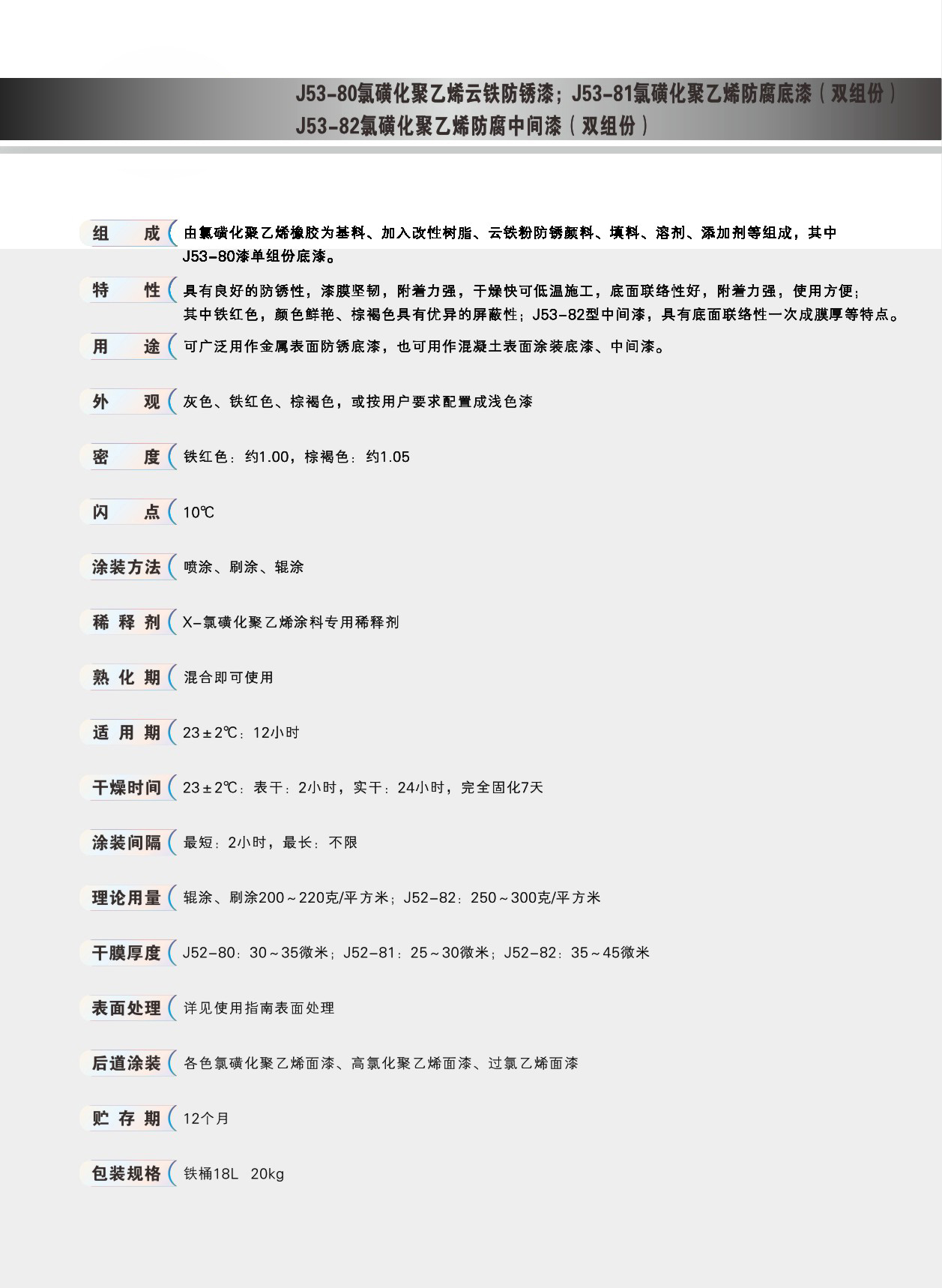氯磺化聚乙烯云鐵防腐中心漆